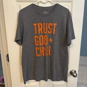 Gray Graphic Tee with Orange Print